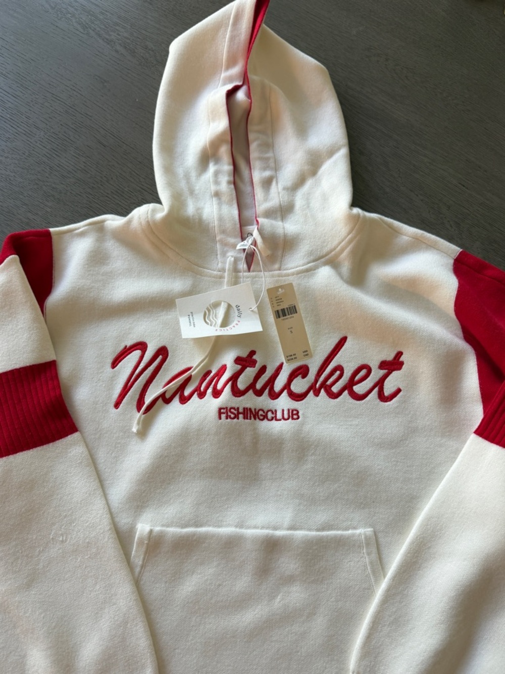 Anthropologie Daily Practice Nantucket Red and White Hoodie Sweater Size S - Picture 7 of 8